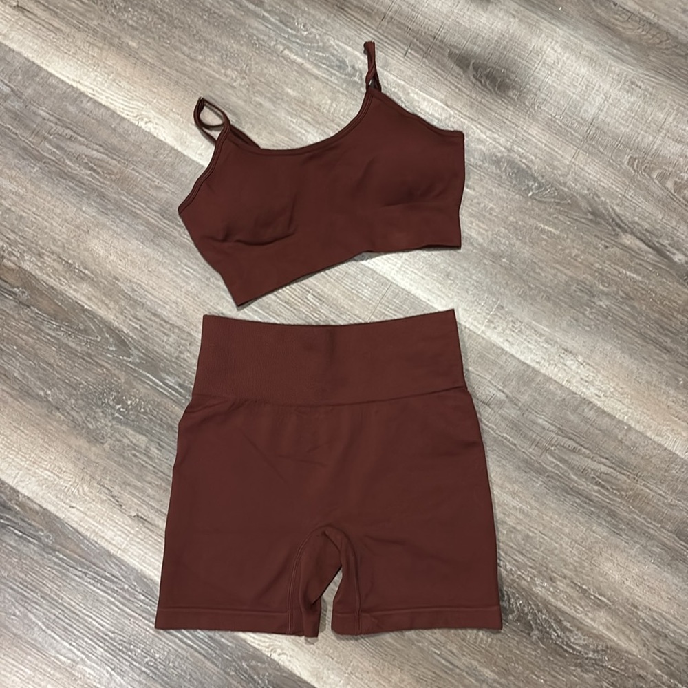 Chocolate Brown Workout Biker Short Set